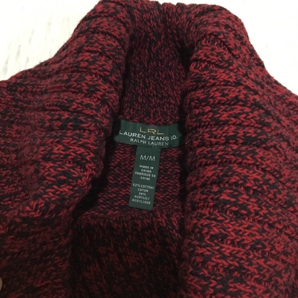 Lauren Ralph Lauren red knit turtleneck chunky winter sweater - Picture 4 of 4